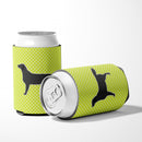 Black Labrador Retriever Checkerboard Green Can or Bottle Hugger BB3808CC