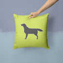 Black Labrador Retriever Checkerboard Green Throw Pillow - 14x14 Decorative Pillow – Art for Your Home & Patio BB3808PW1414