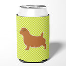 Norfolk Terrier Checkerboard Green Can or Bottle Hugger Cooler Sleeve for Standard 12 oz Cans, Insulated Foam Beer & Soda Can Hugger Reusable