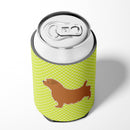 Norfolk Terrier Checkerboard Green Can or Bottle Hugger Cooler Sleeve for Standard 12 oz Cans, Insulated Foam Beer & Soda Can Hugger Reusable