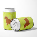 Norfolk Terrier Checkerboard Green Can or Bottle Hugger Cooler Sleeve for Standard 12 oz Cans, Insulated Foam Beer & Soda Can Hugger Reusable