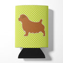 Norfolk Terrier Checkerboard Green Can or Bottle Hugger Cooler Sleeve for Standard 12 oz Cans, Insulated Foam Beer & Soda Can Hugger Reusable