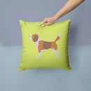 Beagle Checkerboard Green Decorative Throw Pillow 14x14 Indoor Outdoor Accent Cushion, Fabric Cover with Insert for Sofa, Bed, Porch & Living Room
