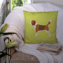 Beagle Checkerboard Green Decorative Throw Pillow 14x14 Indoor Outdoor Accent Cushion, Fabric Cover with Insert for Sofa, Bed, Porch & Living Room