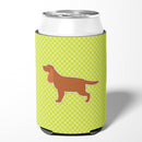 English Cocker Spaniel Checkerboard Green Can or Bottle Hugger Cooler Sleeve for Standard 12 oz Cans, Insulated Foam Beer & Soda Can Hugger Reusable
