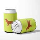 English Cocker Spaniel Checkerboard Green Can or Bottle Hugger Cooler Sleeve for Standard 12 oz Cans, Insulated Foam Beer & Soda Can Hugger Reusable