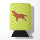 English Cocker Spaniel Checkerboard Green Can or Bottle Hugger Cooler Sleeve for Standard 12 oz Cans, Insulated Foam Beer & Soda Can Hugger Reusable