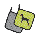 German Pinscher Checkerboard Green Pot Holder Set of 2 Heat Resistant Quilted Hot Pads 7.5 x 7.5 Inch, Insulated Kitchen Trivets for Cooking & Baking
