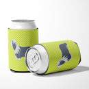Bearded Collie Checkerboard Green Can or Bottle Hugger Cooler Sleeve for Standard 12 oz Cans, Insulated Foam Beer & Soda Can Hugger Reusable