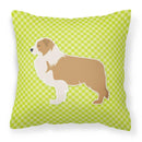 Red Border Collie Checkerboard Green Decorative Throw Pillow 18x18 Indoor Outdoor Accent Cushion, Fabric Cover with Insert for Sofa, Bed, Porch & Living Room