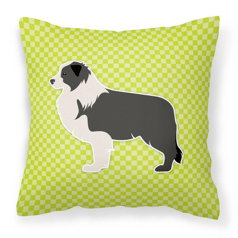 Black Border Collie Checkerboard Green Fabric Decorative Pillow BB3823PW1818