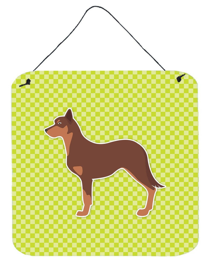 Australian Kelpie Dog Checkerboard Green Wall or Door Hanging Prints BB3829DS66