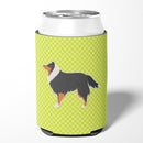 Sheltie/Shetland Sheepdog Checkerboard Green Can or Bottle Hugger Cooler Sleeve for Standard 12 oz Cans, Insulated Foam Beer & Soda Can Hugger Reusable