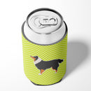 Sheltie/Shetland Sheepdog Checkerboard Green Can or Bottle Hugger Cooler Sleeve for Standard 12 oz Cans, Insulated Foam Beer & Soda Can Hugger Reusable