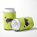 Sheltie/Shetland Sheepdog Checkerboard Green Can or Bottle Hugger Cooler Sleeve for Standard 12 oz Cans, Insulated Foam Beer & Soda Can Hugger Reusable