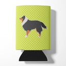 Sheltie/Shetland Sheepdog Checkerboard Green Can or Bottle Hugger Cooler Sleeve for Standard 12 oz Cans, Insulated Foam Beer & Soda Can Hugger Reusable