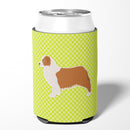 Australian Shepherd Dog Checkerboard Green Can or Bottle Hugger Cooler Sleeve for Standard 12 oz Cans, Insulated Foam Beer & Soda Can Hugger Reusable