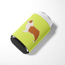 Australian Shepherd Dog Checkerboard Green Can or Bottle Hugger Cooler Sleeve for Standard 12 oz Cans, Insulated Foam Beer & Soda Can Hugger Reusable