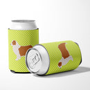 Australian Shepherd Dog Checkerboard Green Can or Bottle Hugger Cooler Sleeve for Standard 12 oz Cans, Insulated Foam Beer & Soda Can Hugger Reusable