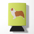 Australian Shepherd Dog Checkerboard Green Can or Bottle Hugger Cooler Sleeve for Standard 12 oz Cans, Insulated Foam Beer & Soda Can Hugger Reusable