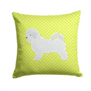 Maltese Checkerboard Green Decorative Throw Pillow 14x14 Indoor Outdoor Accent Cushion, Fabric Cover with Insert for Sofa, Bed, Porch & Living Room