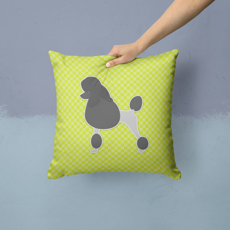 Poodle Checkerboard Green Fabric Decorative Pillow BB3839PW1414