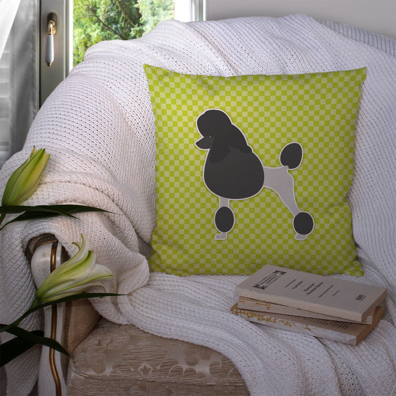 Poodle Checkerboard Green Fabric Decorative Pillow BB3839PW1414