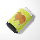 Pomeranian Checkerboard Green Can or Bottle Hugger Cooler Sleeve for Standard 12 oz Cans, Insulated Foam Beer & Soda Can Hugger Reusable