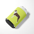 Boston Terrier Checkerboard Green Can or Bottle Hugger BB3844CC