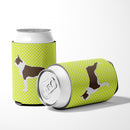 Boston Terrier Checkerboard Green Can or Bottle Hugger BB3844CC