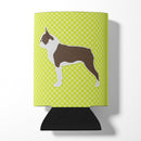 Boston Terrier Checkerboard Green Can or Bottle Hugger BB3844CC