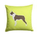 Boston Terrier Checkerboard Green Throw Pillow - 14x14 Decorative Pillow – Art for Your Home & Patio BB3844PW1414