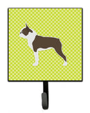 Boston Terrier Checkerboard Green Leash or Key Holder BB3844SH4
