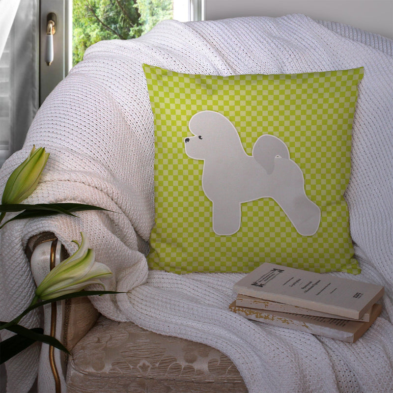 Bichon Frise Checkerboard Green Fabric Decorative Pillow BB3845PW1414