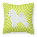 Bichon Frise Checkerboard Green Decorative Throw Pillow 18x18 Indoor Outdoor Accent Cushion, Fabric Cover with Insert for Sofa, Bed, Porch & Living Room