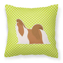 Shih Tzu Checkerboard Green Decorative Throw Pillow 18x18 Indoor Outdoor Accent Cushion, Fabric Cover with Insert for Sofa, Bed, Porch & Living Room