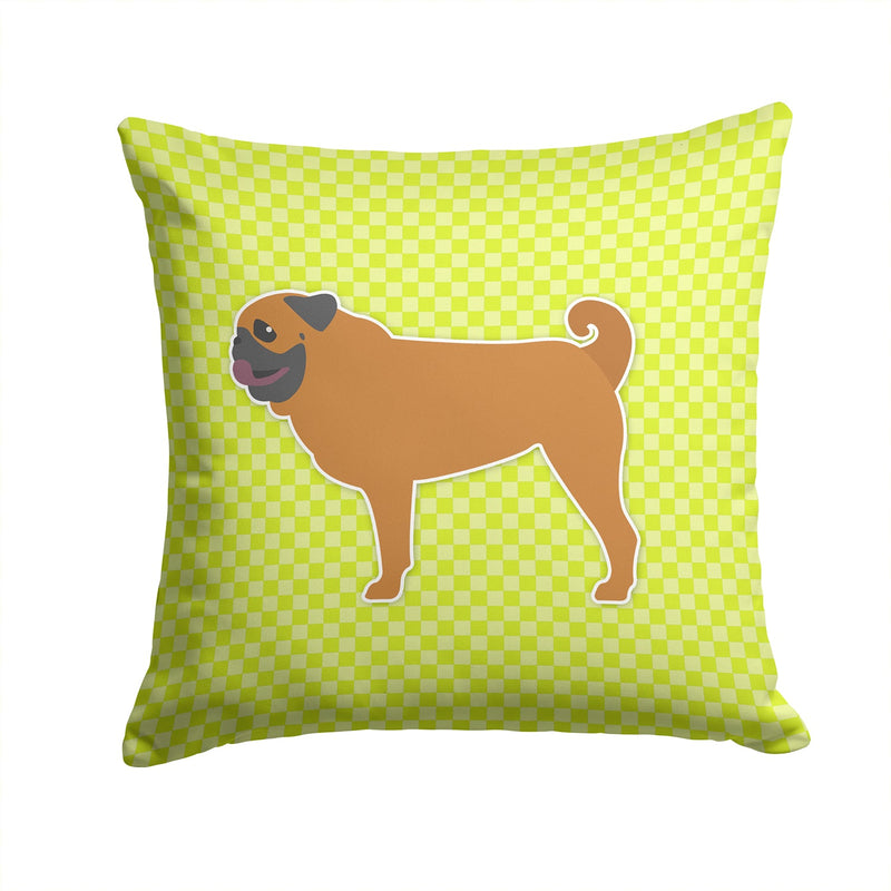 Pug Checkerboard Green Fabric Decorative Pillow BB3847PW1414