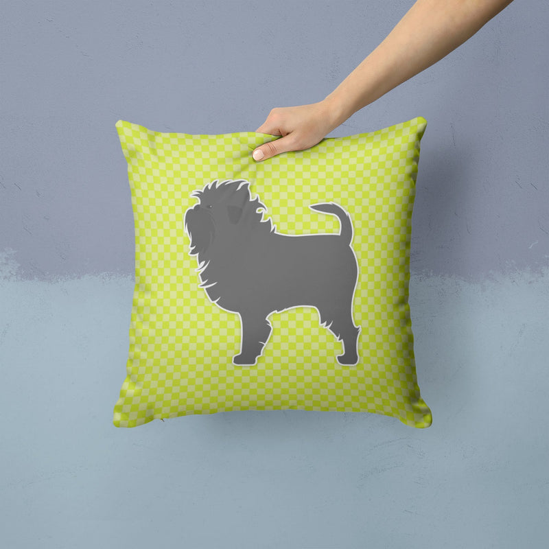 Affenpinscher Checkerboard Green Fabric Decorative Pillow BB3848PW1414