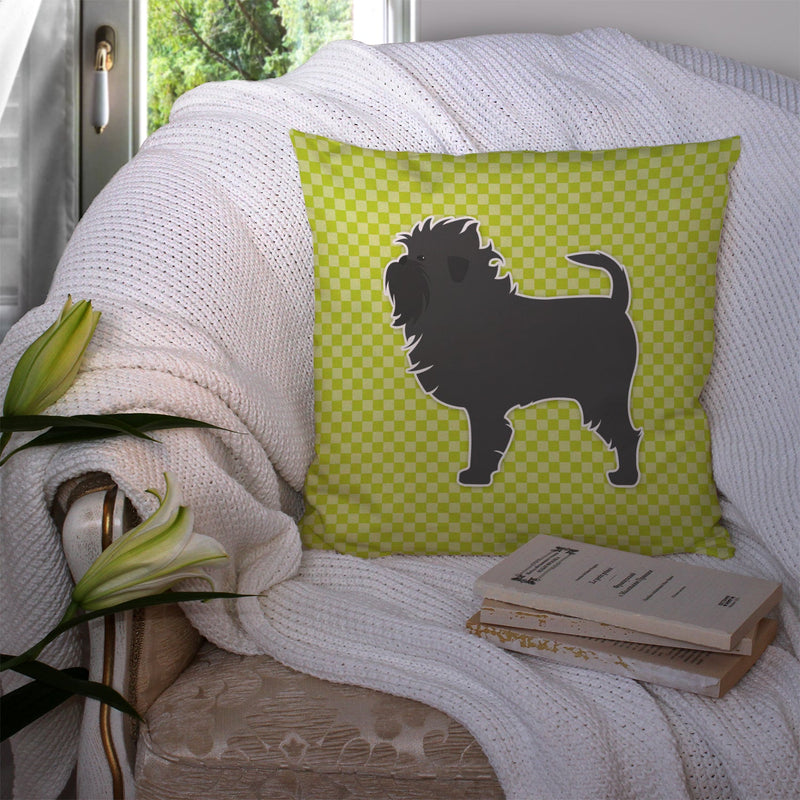 Affenpinscher Checkerboard Green Fabric Decorative Pillow BB3848PW1414