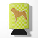 Shar Pei Checkerboard Green Can or Bottle Hugger Cooler Sleeve for Standard 12 oz Cans, Insulated Foam Beer & Soda Can Hugger Reusable