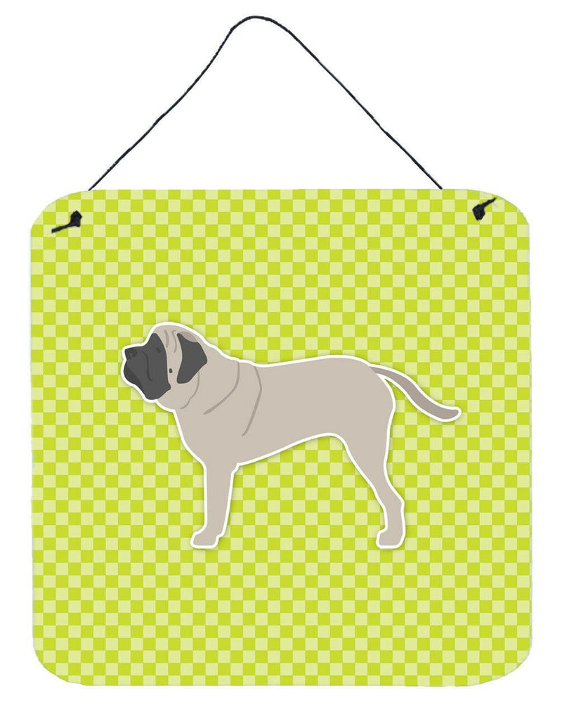 English Mastiff Checkerboard Green Wall or Door Hanging Prints BB3856DS66