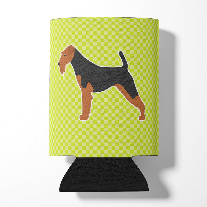 Airedale Terrier Checkerboard Green Can or Bottle Hugger BB3857CC