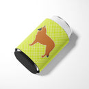 Belgian Shepherd Checkerboard Green Can or Bottle Hugger Cooler Sleeve for Standard 12 oz Cans, Insulated Foam Beer & Soda Can Hugger Reusable