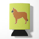 Belgian Shepherd Checkerboard Green Can or Bottle Hugger Cooler Sleeve for Standard 12 oz Cans, Insulated Foam Beer & Soda Can Hugger Reusable