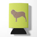 Neapolitan Mastiff Checkerboard Green Can or Bottle Hugger Cooler Sleeve for Standard 12 oz Cans, Insulated Foam Beer & Soda Can Hugger Reusable
