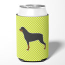 Rottweiler Checkerboard Green Can or Bottle Hugger Cooler Sleeve for Standard 12 oz Cans, Insulated Foam Beer & Soda Can Hugger Reusable