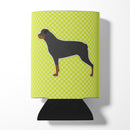 Rottweiler Checkerboard Green Can or Bottle Hugger Cooler Sleeve for Standard 12 oz Cans, Insulated Foam Beer & Soda Can Hugger Reusable