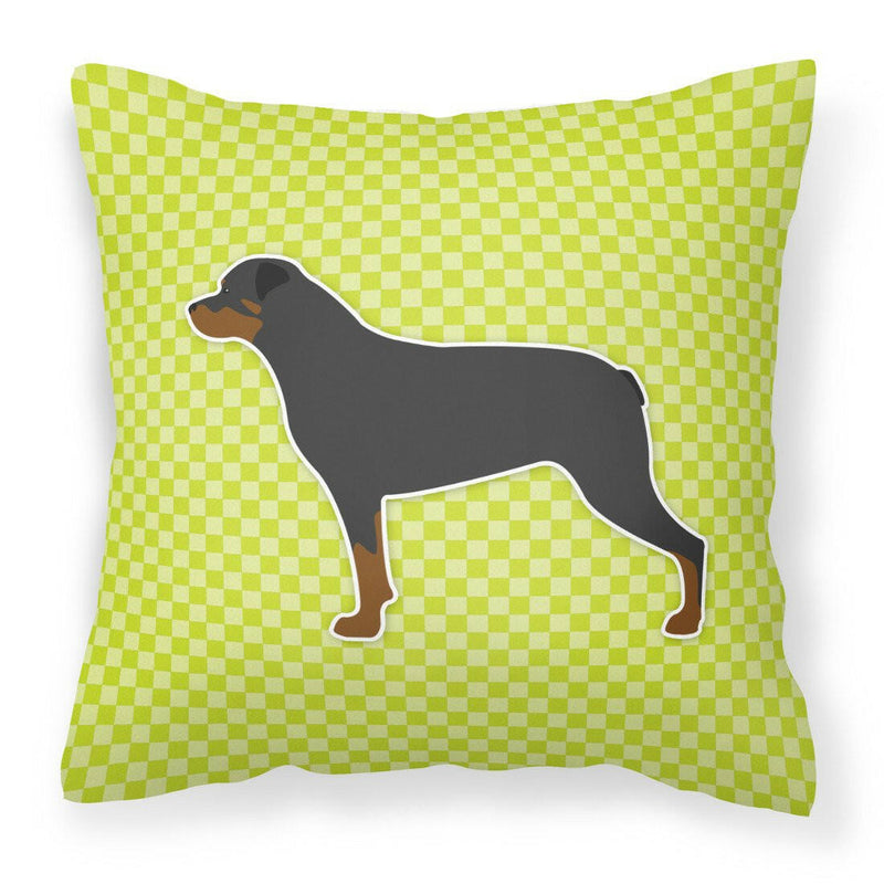 Rottweiler Checkerboard Green Fabric Decorative Pillow BB3866PW1818