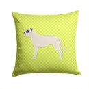 Dogo Argentino Checkerboard Green Decorative Throw Pillow 14x14 Indoor Outdoor Accent Cushion, Fabric Cover with Insert for Sofa, Bed, Porch & Living Room