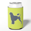 Portuguese Water Dog Checkerboard Green Can or Bottle Hugger Cooler Sleeve for Standard 12 oz Cans, Insulated Foam Beer & Soda Can Hugger Reusable